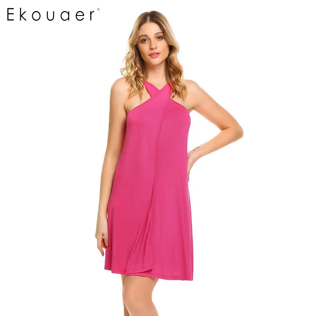 Ekouaer вечернее женское платье Ночная рубашка Спагетти ремень без рукавов с запахом спинки ночные рубашки пижамы летнее платье