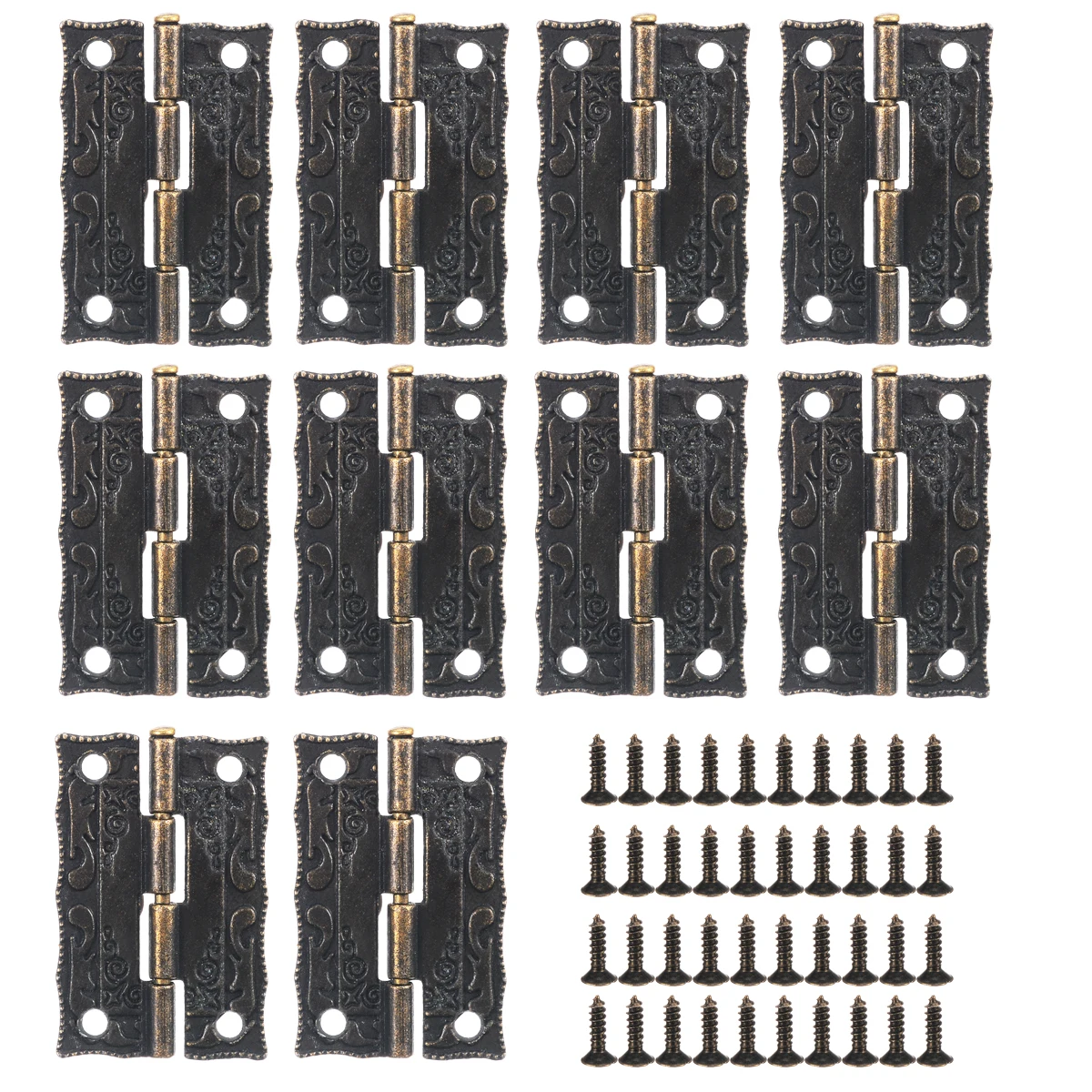 10pcs/set Antique Bronze Hinges Cabinet Door Drawer Decoration Vintage Brass Hinge For Jewelry Wooden Box Furniture Hardware 10pcs/set Antique Bronze Hinges Cabinet Door Drawer Decoration Vintage Brass Hinge For Jewelry Wooden Box Furniture Hardware
