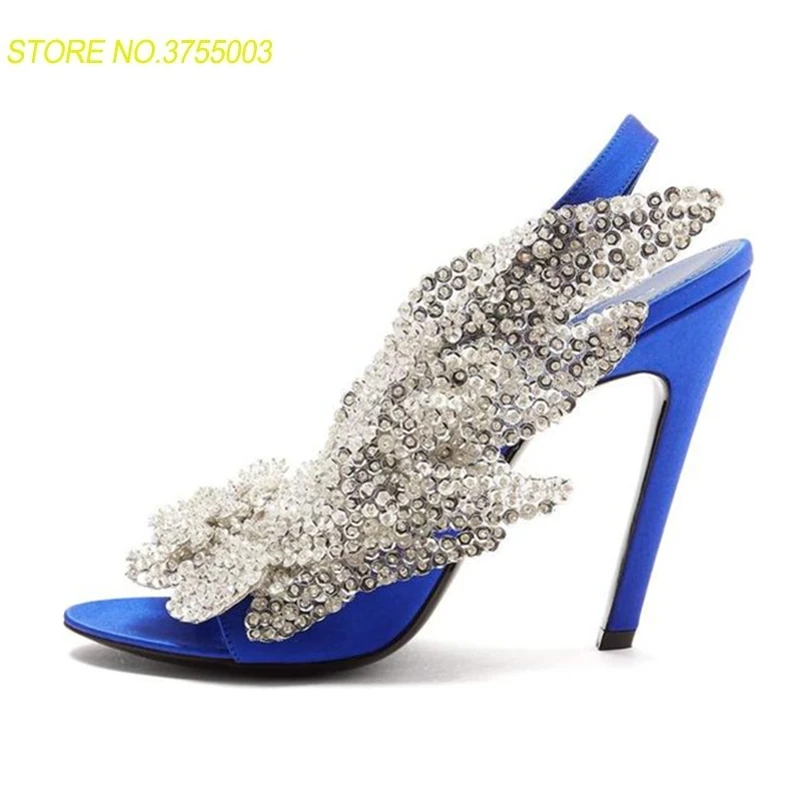 

Luxury Design Rhinestone Women Summer Sandals Sexy High Heels Real leather Women Sandals Street Style Women Party Shoes