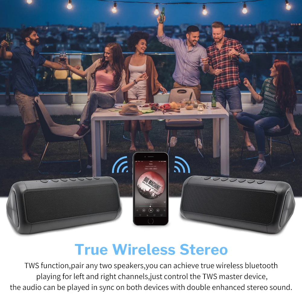 Deelife Bluetooth Speaker Waterproof Powerful Portable Speakers Wireless Solar Loudspeaker Power Bank AUX Outdoor Music Column