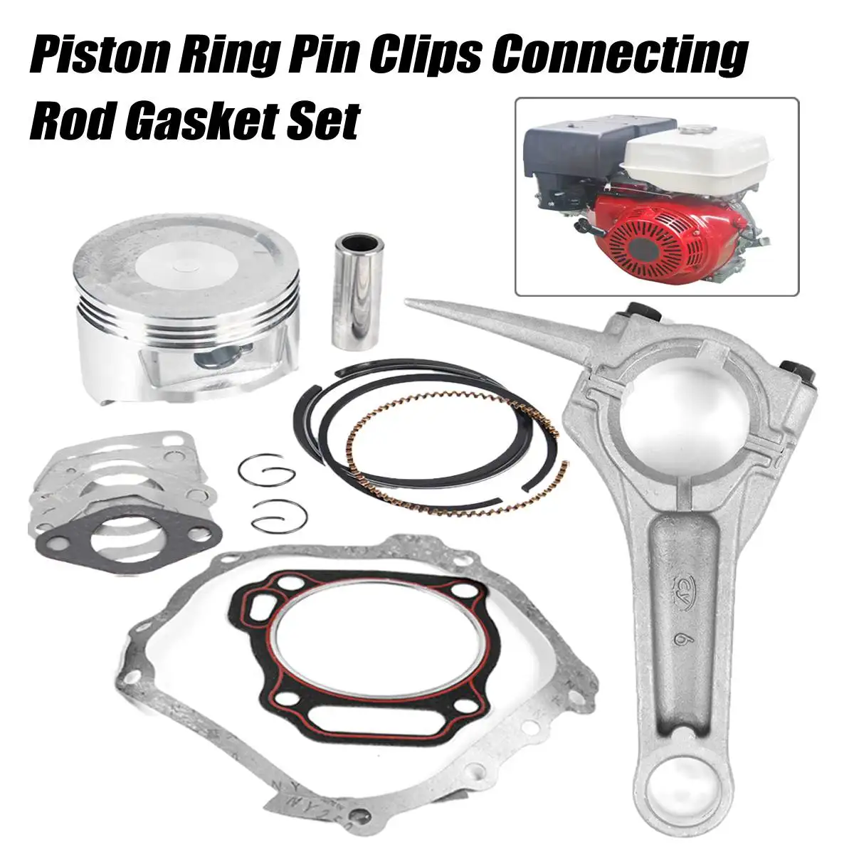 

13HP Piston Ring Pin Clips Connecting Rod Gasket Set Fit For HONDA GX390 Engine