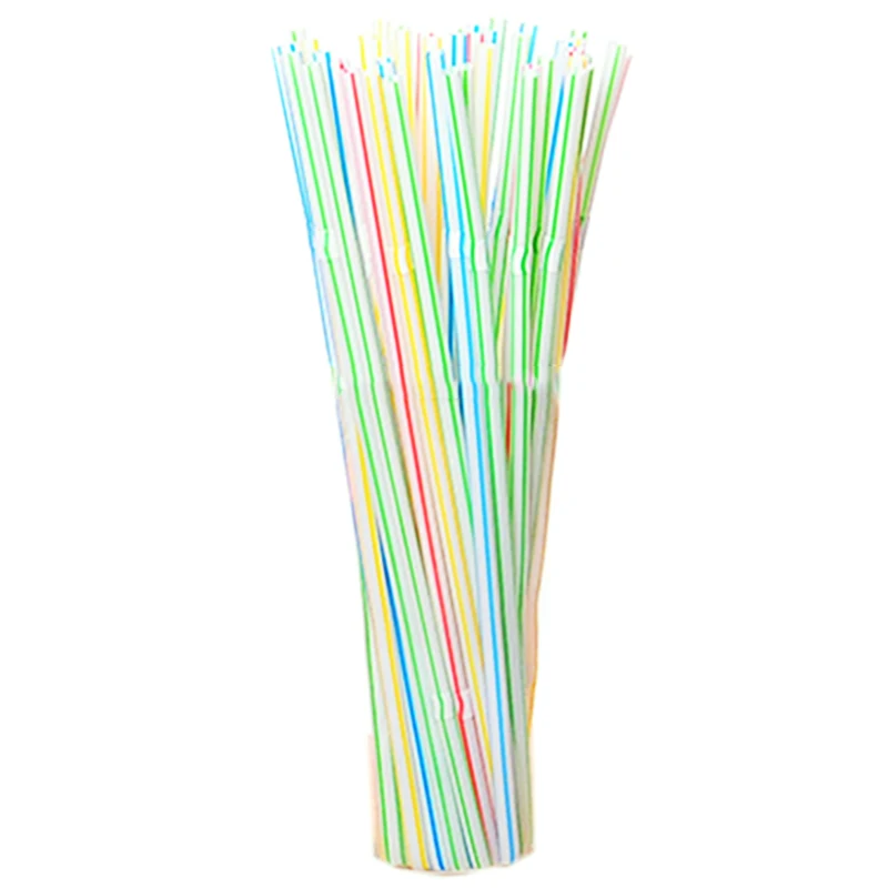 

Hot Sale 100Pcs Disposable Flexible Straws Plastic Drinking Supplies