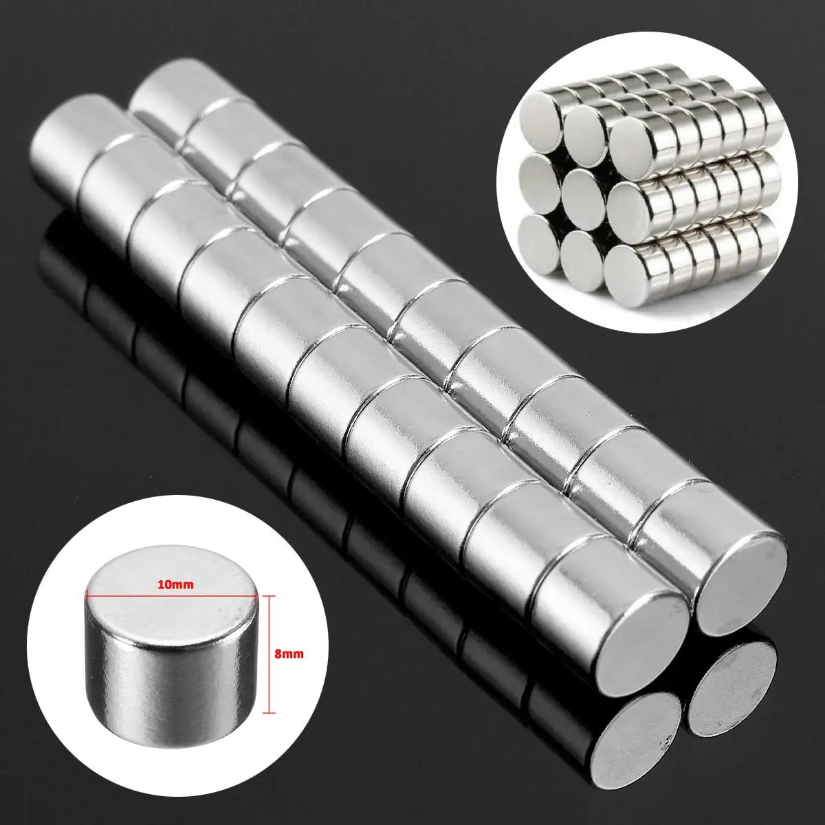 

40Pcs 10x8mm Neodymium Disc Super Strong Rare Earth N50 Small Fridge Magnets