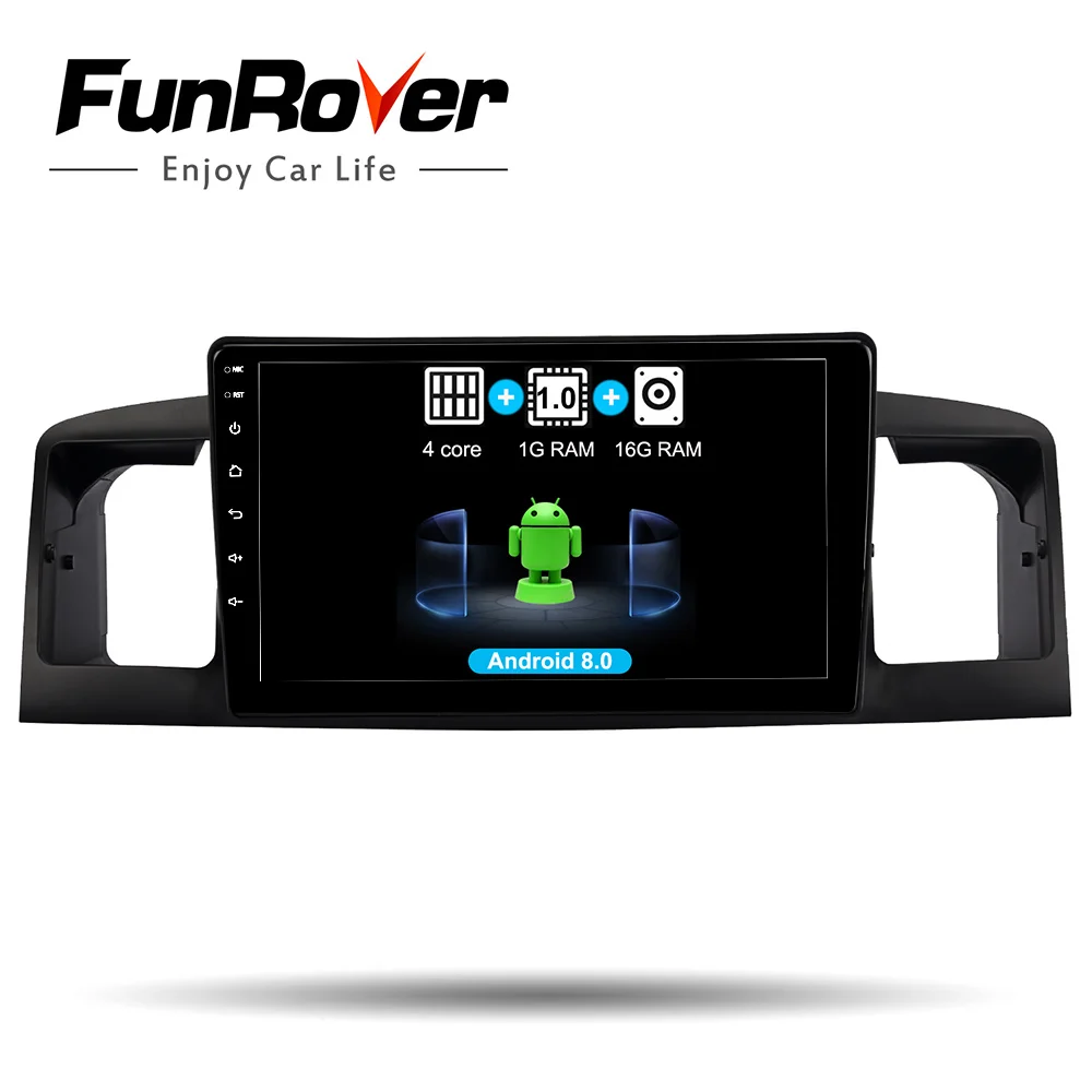 

FUNROVER 9" 2 din Android 8.0 car radio navigation Multimedia dvd gps player For TOYOTA Corolla E120 BYD F3 navi stereo WIFI RDS