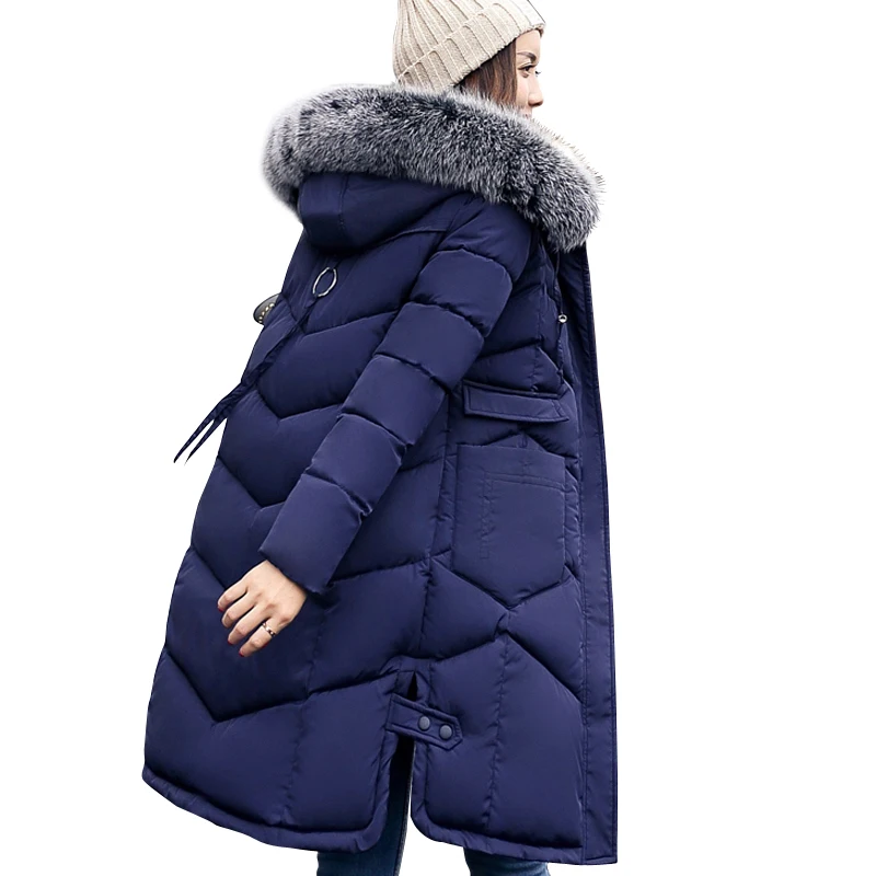 

2018 winter women hooded coat fur collar thicken warm long jacket female plus size outerwear parka ladies chaqueta feminino 54