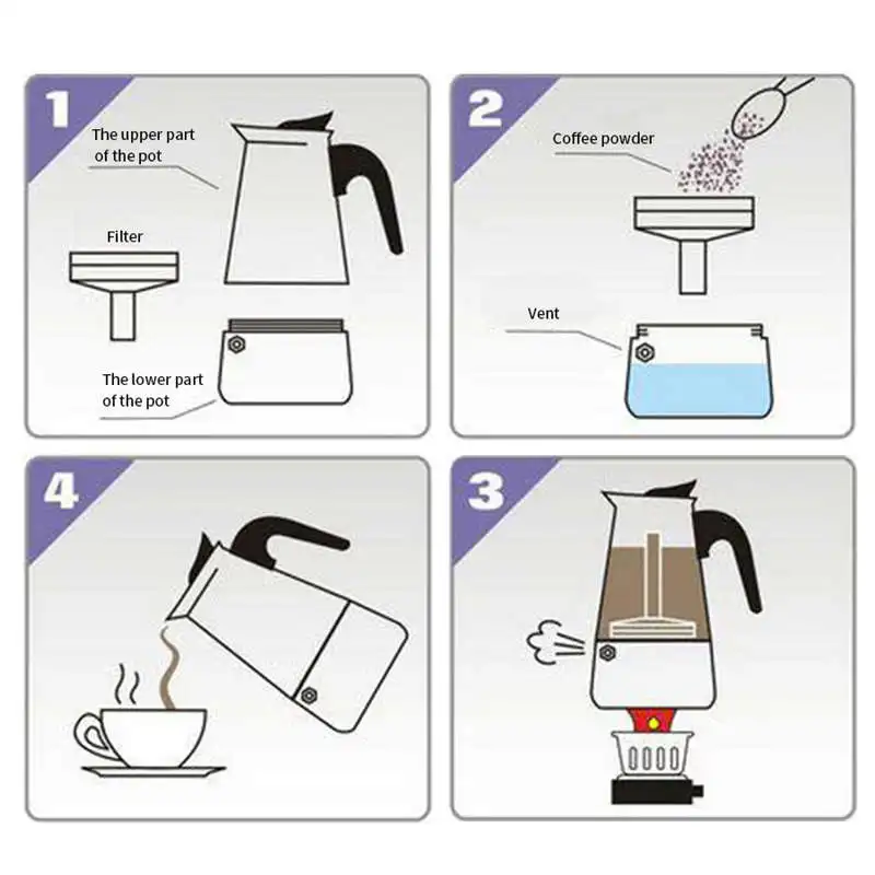 Нержавеющая сталь Moka Кофеварка Mocha эспрессо латте плита фильтр кофейник Percolator