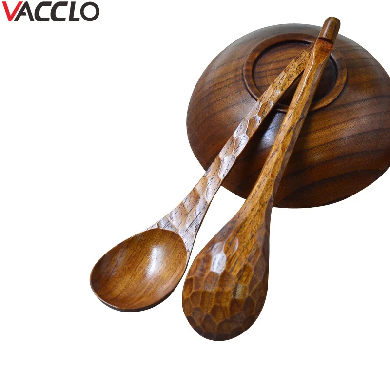 

Vacclo 1pc Japanese Style Wooden Spoon Of Tortoise Shell Soup Spoons Hand-Carved Rat Tail Curved Handle Spoon Tableware