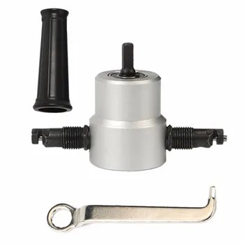 

WSFS Professional Nibble Metal Cutter Double Head Sheet Nibbler Metal Cutter Drill Tool Attachment Metal Plate Open Hole Drill