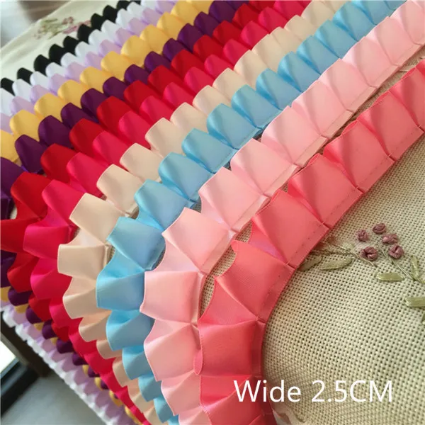 

2.5cm Wide Hot Pleated Chiffon Lace fabric Decoration Ribbons 3d Lace Provide make Wish Craft Dolls Clothes Dress Collar Sewing