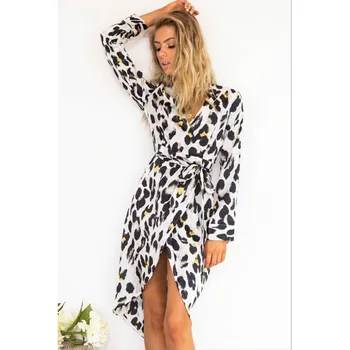 

Fashion Women Leopard Autumn Spring Wind Coat Cardigan Long Jacket Overcoat Tops