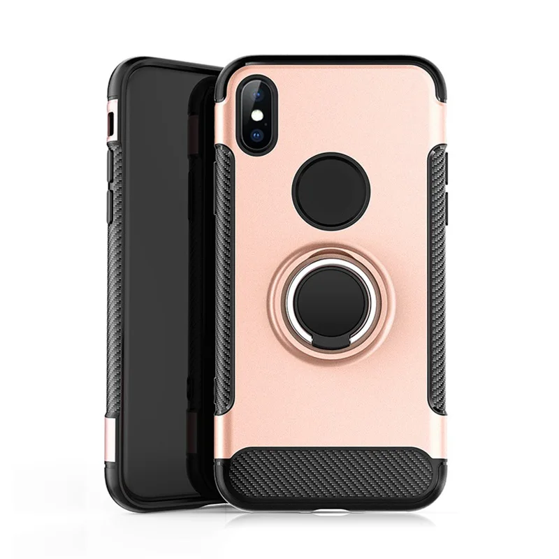

KKREFF TPU+PC With 360 Degree Rotate Finger Ring For iPhone X Magnetic Phone Case For iPhone XR XS Max 6 6s 7 8 Plus Case