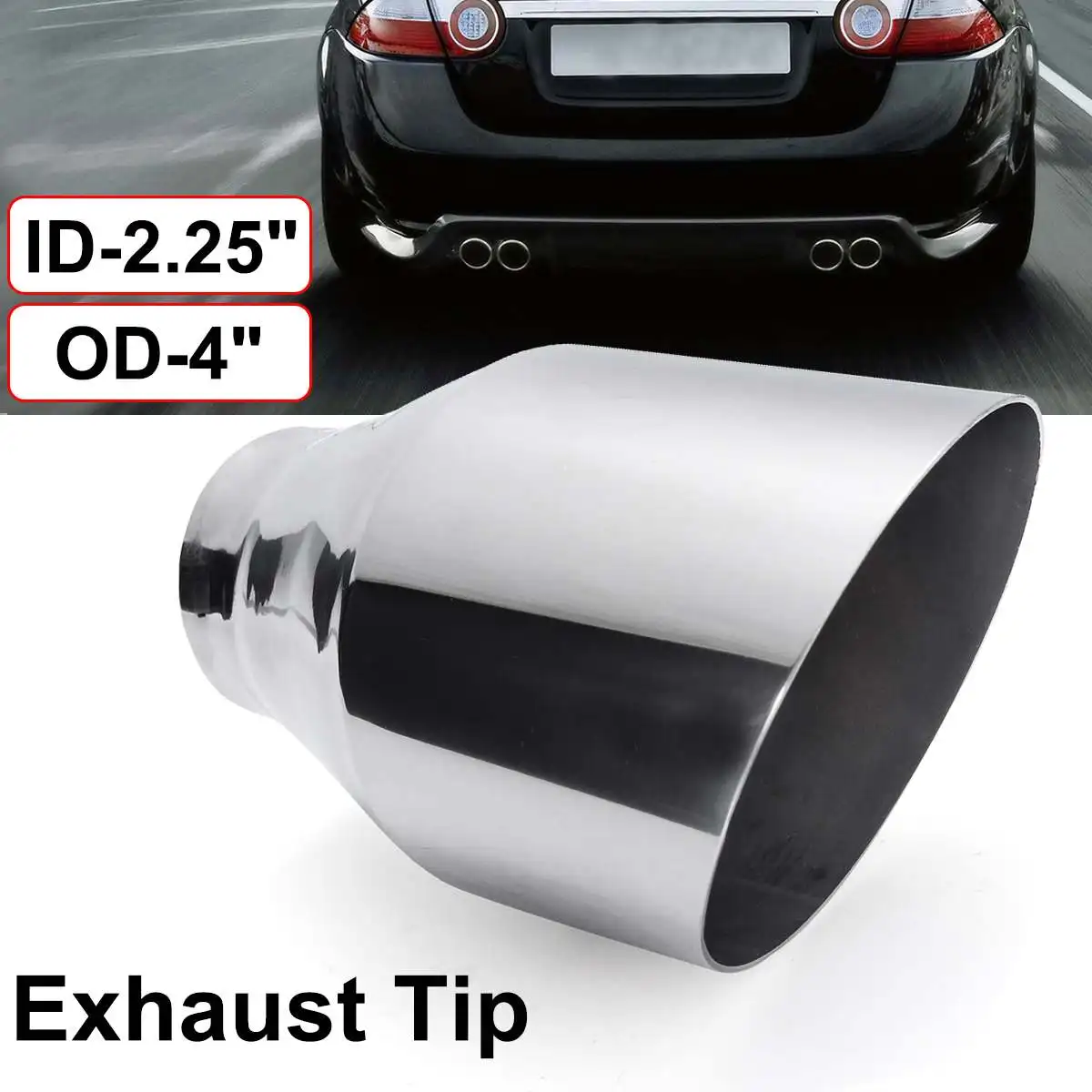 

Universal Car Exhaust Tip Auto Tail Pipe Muffler Dual Wall Angle Cut Outlet Nozzle 2.25" Inlet 4" Outlet