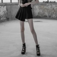 Модная Регулируемая пряжка для ремня и асимметричная юбка с подолом популярная классическая черная необычная мини-юбка трапециевидной формы в стиле Панк RAVE OPQ-345