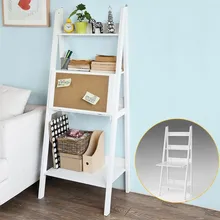 SoBuy FRG115-W White Storage Display Shelving Ladder Shelf Bookcase with Desk/Memo Board and 3 Shelves 3 tier ladder bookshelf wood ladders standing shelves bookcase storage stand newspaper and magazine racks
