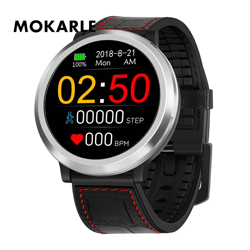 

Heart Rate Blood Pressure Monitor Pedometer Smart Wrist Watch Touch Smart Band Silicone Or Leather Round Screen Sports Bracelet