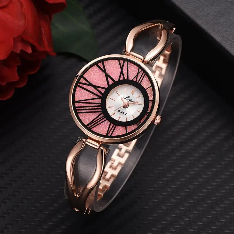 

New Arrival Pink Watch For Women Bling Bling Diamond Small Dial Clock Stainless Steel Analog Quartz Wristwatch Ladies Watches