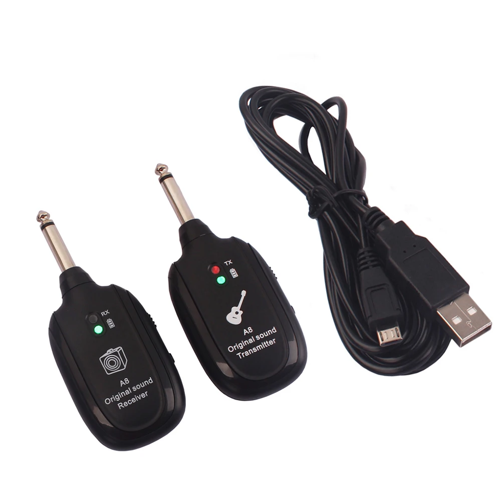 

Digital Wireless Electric Guitar Transmitter and Receiver Set with USB Charging Cable Guitar Accessories Parts