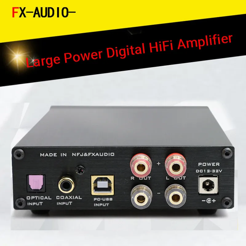 

FX-audio D802 80W+80W STA326 Digital Amplifier USB Optical Coxial Input 192KHZ 32V Sound Terminal HiFi Audio Amplifier