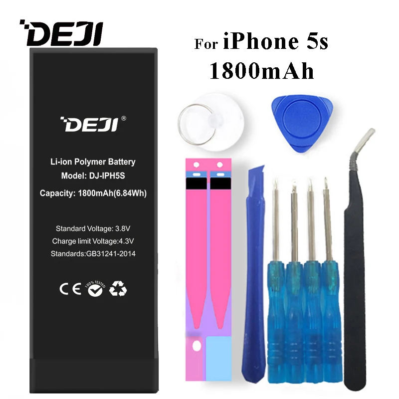 Литий полимерная батарея Deji для iPhone литий высокой емкости 5 мА/ч с бесплатными