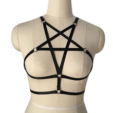 Пентаграмма выдалбливают подвязки ремень Бюстье без чашечек панк пикантные для женщин Strappy Top Готический бюстгальтер бинты белье