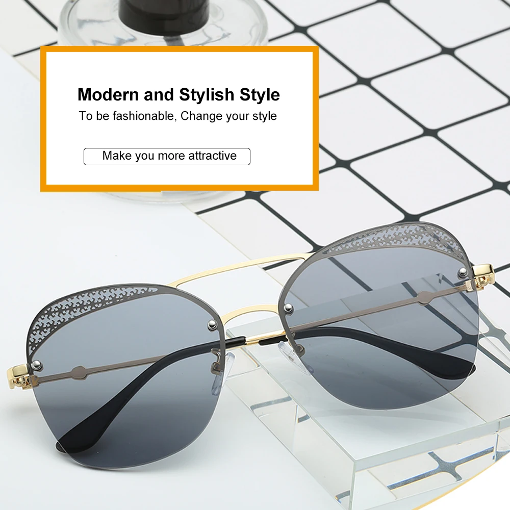 

Fashion Unisex Cycling Eyewear Eyeglasses Frameless UV 400 Protection Lens Gradient Color Rimless Sun Glasses for Women Men