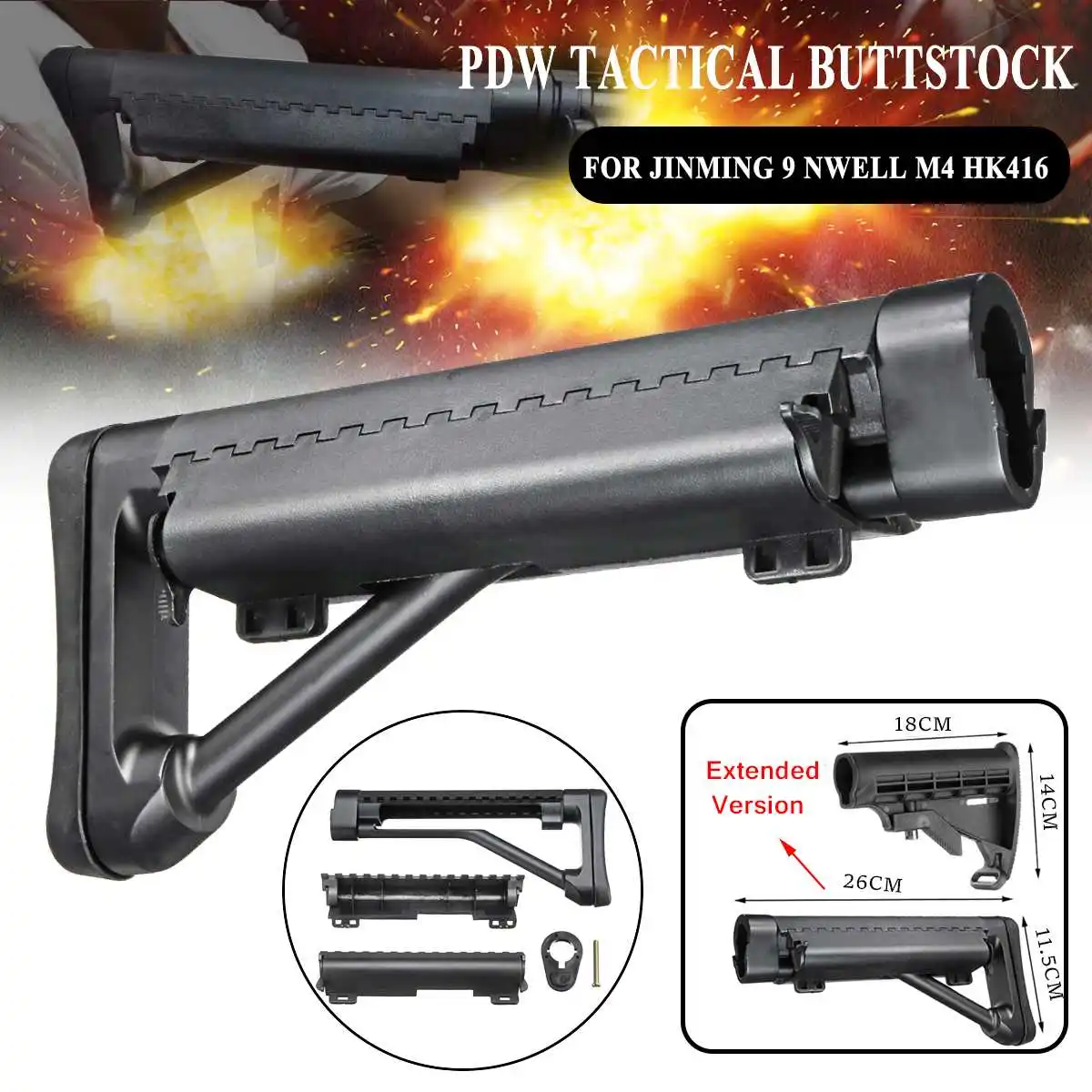 

PDW Tactical Nylon Buttstock For Jinming 9 NWELL M4 HK416 BD556 TTM LTD416 Toy Guns Replacement Accessories Gel Ball Blasters