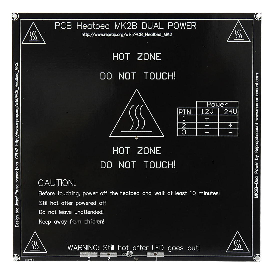 

3D Printer Heatbed MK2B Dual Power PCB Hot Plate Bed for Prusa & Mendel Black