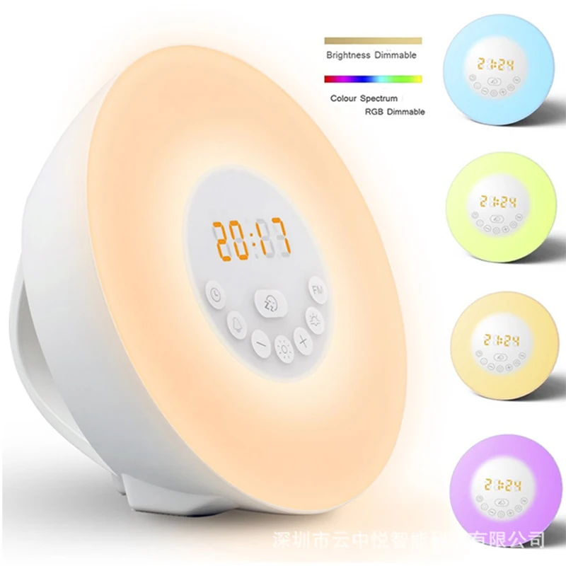 Touch Sensing Digital Alarm Clock Sunrise Sunset LED Wake Up Lights