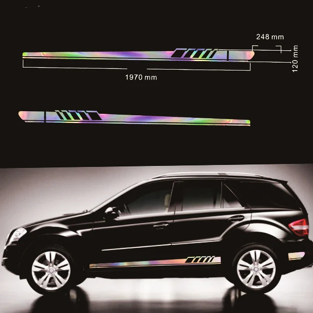 Reflective Car Auto Graphics Both Side Body Vinyl Decal Long Stripe Sticker Sports Car styling