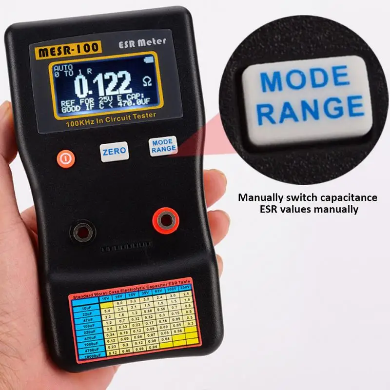 

Digital Display Automatic Range Electrolytic Capacitor ESR Meter Capacitance Intelligent Version Of Online Measurement Latest