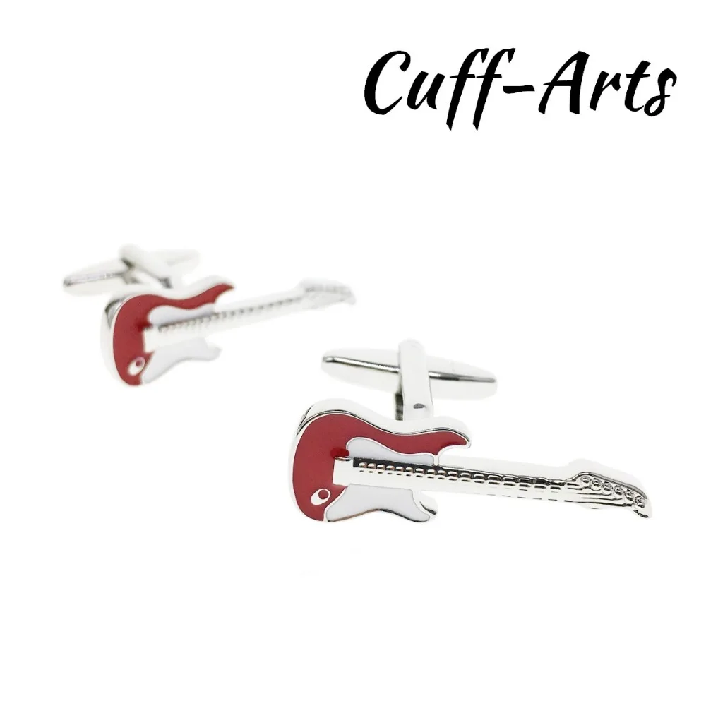 

Cuffarts Red Guitar Music Cufflinks 2018 New Musician Men Vintage Jewelry Shirt Cufflink for Mens Designer Brand C10174