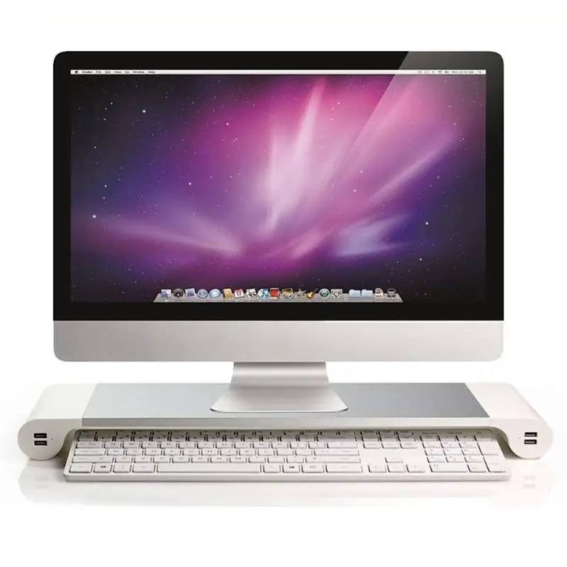 سبائك الألومنيوم حامل كمبيوتر محمول دفتر حامل شاشة الكمبيوتر 4 USB شحن منافذ حامل مكتب دعم قوس ل ماك بوك