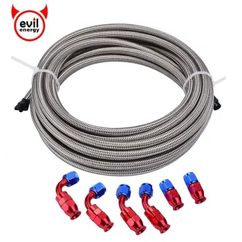 

evil energy 3M PTFE Braided Oil Line Fuel Hose Line 0+45+90degree PTFE Swivel Seal Hose End Fitting Kits AN8