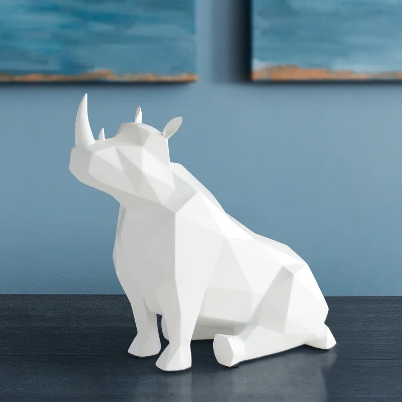 Koop Beeldje Dier Europese Creatieve Hars Geschenken Standbeeld Tafelblad Decor Voor Office Home Decoraties Rhinoceros Standbeeld Bureau Ornamenten