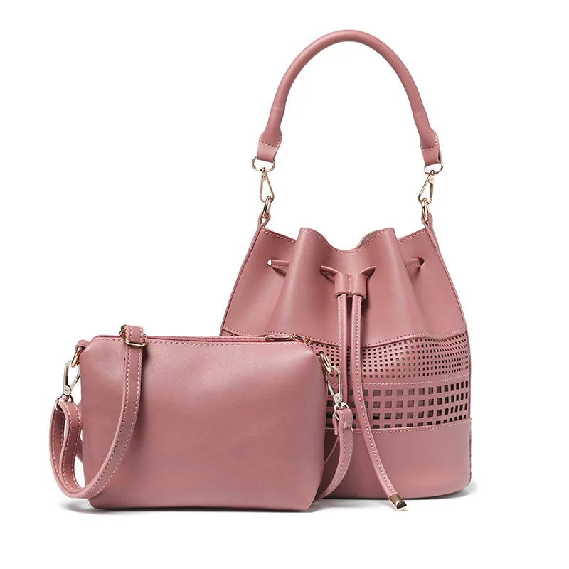 

Fashion High Quality PU Woman Handbag Hollow out Bucket Bag Composite bag