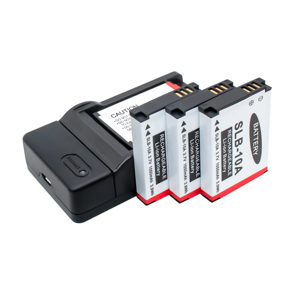 4-Pack Литий-ионный аккумулятор SLB-10A и USB зарядное устройство для samsung WB150F WB200F WB250F WB350F цифровых камер