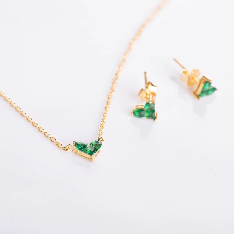 Серебро S925 18 К золото бирюза в форме сердца зеленый корунд сплайсированные изумрудное ожерелье кулон