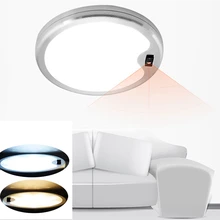 CLAITE DC12V 5 Вт круглый ручной волновой датчик светодиодный светильник для шкафа алюминиевый кухонный шкаф счетчик лампа