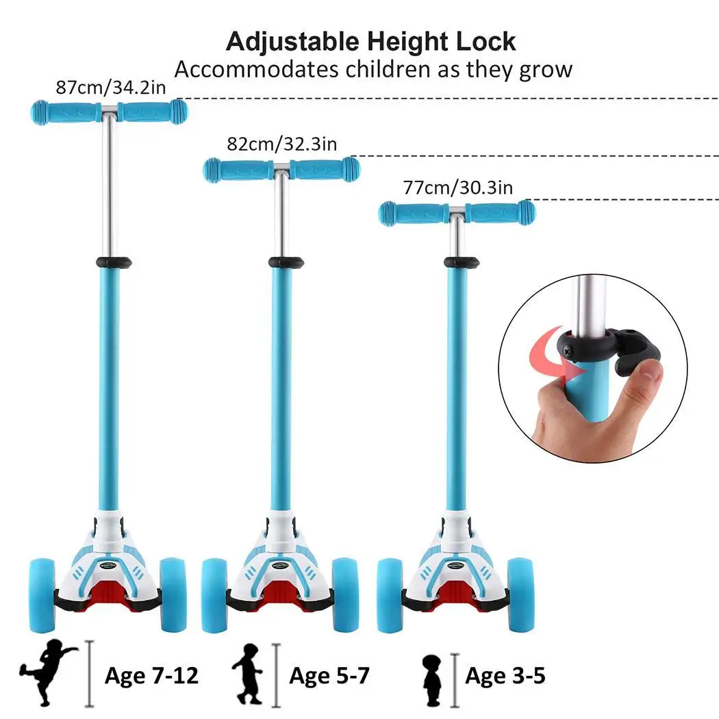 Children Foot Scooters Flashing Alloy Kids T-shaped Scooter For Kids Kick Scooter With Aluminum PU Wheel