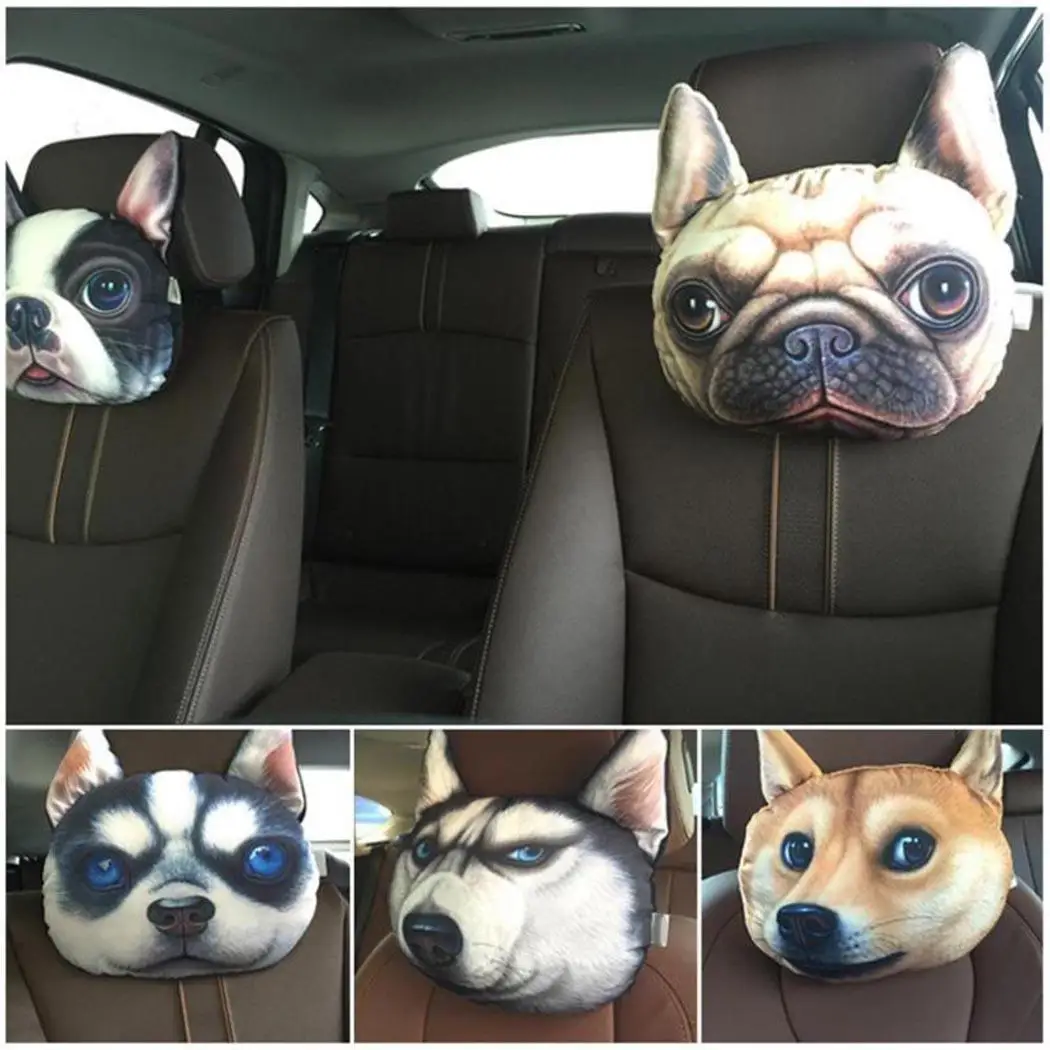 

5 Types Dog Car Pillow Travel Lovely Creative Dog Pattern Auto Car Neck Pillow Rest Cushion Headrest Mat Unisex Car Accessories