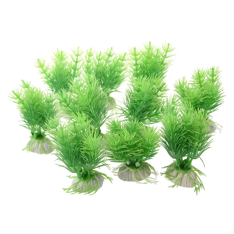 10 шт. зеленые пластиковые растения для аквариума украшение аквариума