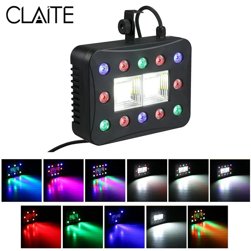 

CLAITE 30W RGBW LED Stage Light 12+2 LED Strobe Par Lamp LED DMX Stage Light for DJ Party Club Show Holiday AC90-240V