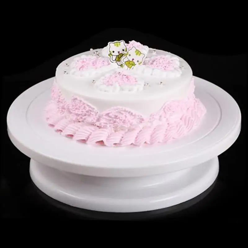 

6pcs/set Manual Round Plastic Cake Plate Turntable Shovel Spatula Rotating Cake Stand Anti-skid Kitchen DIY Pan Baking Tool