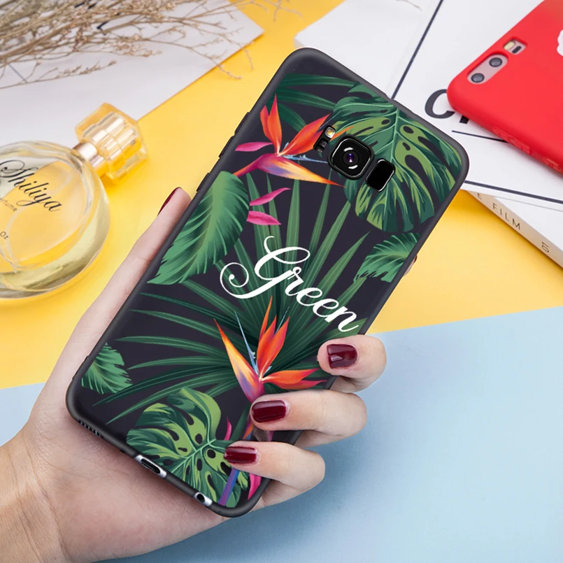

Silicone Case For Samsung Galaxy A8 2018 Case Flower Original Cover Bumper For Galaxy S8 S9 Plus A5 2017 Note 9 Funda Coque