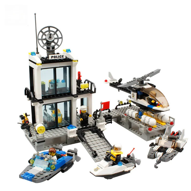 

Police Station Prison Number Compatible City Enlightenment Brick Toy Children'S Truck Helicopter Early Childhood Puzzle