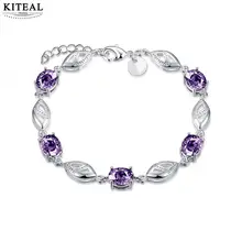 KITEAL 925 лучший подарок посеребренный фиолетовый леди Пять камней сборные ювелирные изделия европейский стиль