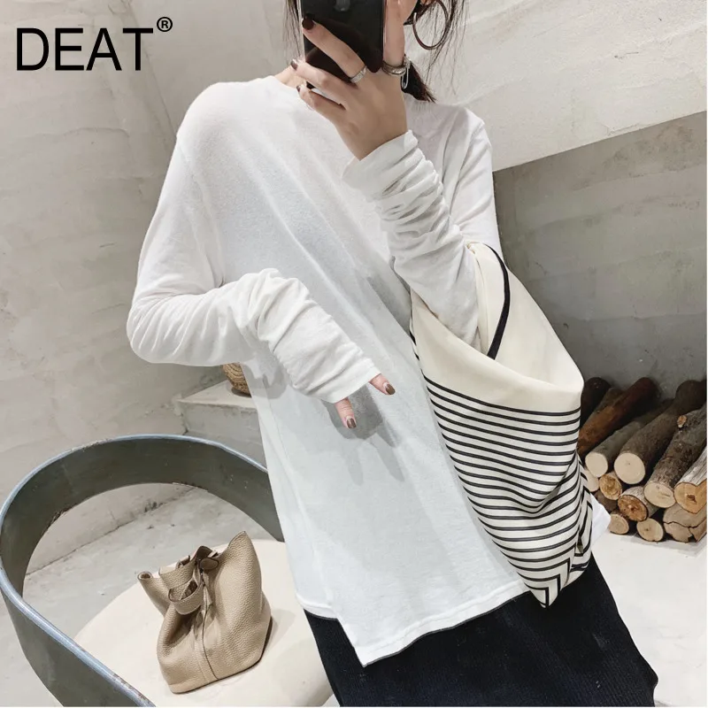 

DEAT 2019 NEW summer women clothes round neck full sleeves cross body see through thin female T-shirt WE37500 free size