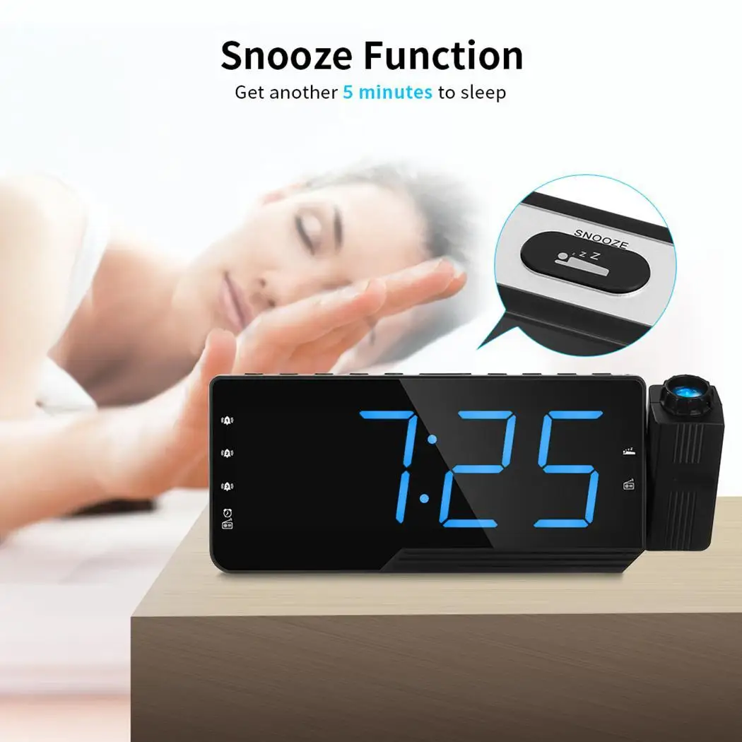 

Portable multifunctional electronic alarm clock Temperature FM radio Time Projection Display digital thermometer thermostat time