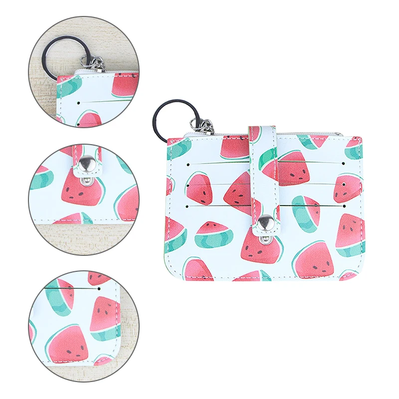 Small Fresh Fruits Change Purse Women PU Skin Bank Transit Card Key Buckle Coin Bag Printing Middle Soft Wallet | Багаж и сумки
