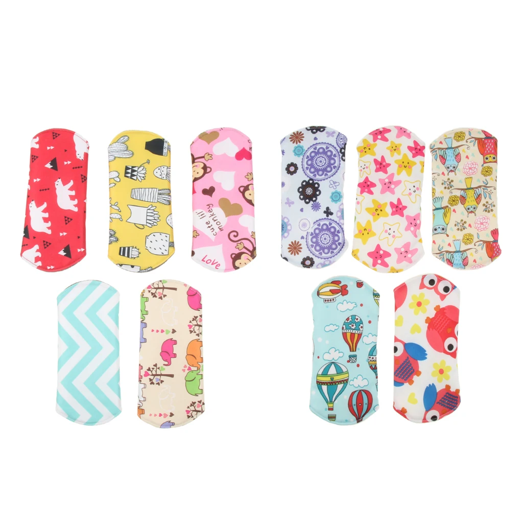 

Pack of 10pcs Antibacterial Bamboo Reusable Sanitary Pads/Mama Cloth/ Menstrual Pads/ Panty Liners